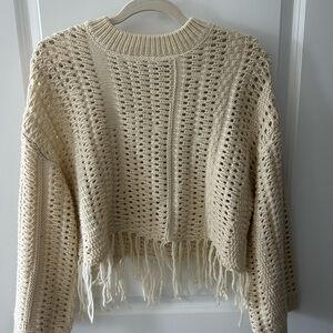Papermoon Cream Crochet Crew Neck Sweater